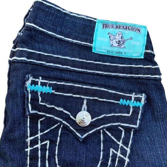 Vintage True Religion Jeans Size 27 BILLY SUPER T RARE BLUE STITCH - Picture 7 of 7